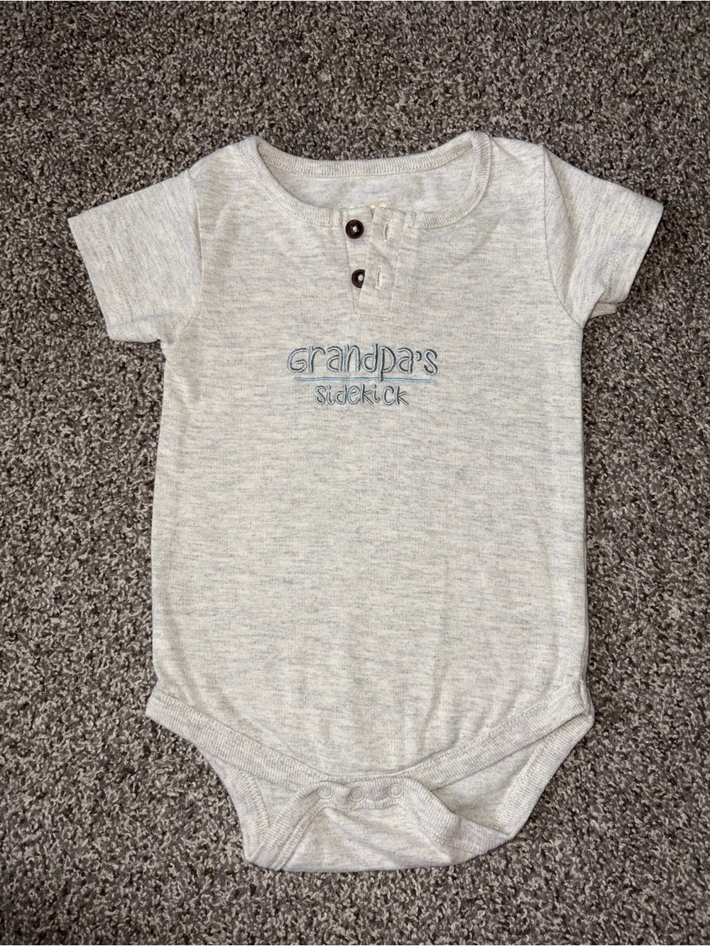 Tahari Baby 6-9 Months Light Gray Onesie Grandpa’s Sidekick